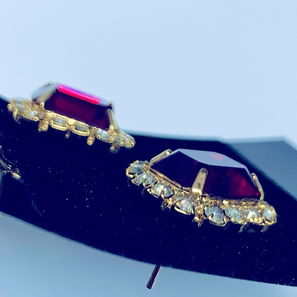 ๐Womenโs Stunning Red Rubies/Diamond Gold-Tone Post Studs | A Gift Sheโll Lโฅ๏ธVE - Picture 7 of 16